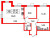 Планировка двухкомнатной квартиры площадью 57.4 кв. м в новостройке ЖК "Парусная 1"