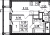 Планировка однокомнатной квартиры площадью 26.71 кв. м в новостройке ЖК "Южный форт"