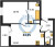 Планировка однокомнатной квартиры площадью 34.95 кв. м в новостройке ЖК "AEROCITY 6"