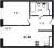 Планировка однокомнатной квартиры площадью 31.4 кв. м в новостройке ЖК "Квартал Торики"