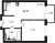 Планировка однокомнатной квартиры площадью 31.44 кв. м в новостройке ЖК "Квартал Торики"