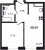Планировка однокомнатной квартиры площадью 30.54 кв. м в новостройке ЖК "Квартал Торики"