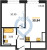 Планировка однокомнатной квартиры площадью 30.84 кв. м в новостройке ЖК "Квартал Торики"