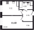 Планировка однокомнатной квартиры площадью 31.69 кв. м в новостройке ЖК "Квартал Торики"