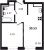 Планировка однокомнатной квартиры площадью 30.53 кв. м в новостройке ЖК "Квартал Торики"