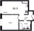 Планировка однокомнатной квартиры площадью 29.73 кв. м в новостройке ЖК "Квартал Торики"