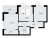 Планировка трехкомнатной квартиры площадью 49.9 кв. м в новостройке ЖК "А101 Всеволожск"