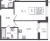 Планировка однокомнатной квартиры площадью 35.68 кв. м в новостройке ЖК "Аквилон Янино"