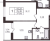 Планировка однокомнатной квартиры площадью 36.9 кв. м в новостройке ЖК "Аквилон Янино"