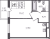Планировка однокомнатной квартиры площадью 39.04 кв. м в новостройке ЖК "Аквилон Янино"