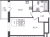 Планировка однокомнатной квартиры площадью 35.71 кв. м в новостройке ЖК "Аквилон Янино"