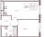 Планировка однокомнатной квартиры площадью 37.41 кв. м в новостройке ЖК "Аквилон Янино"