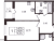 Планировка однокомнатной квартиры площадью 35.58 кв. м в новостройке ЖК "Аквилон Янино"
