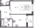 Планировка однокомнатной квартиры площадью 35.77 кв. м в новостройке ЖК "Аквилон Янино"