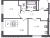 Планировка двухкомнатной квартиры площадью 46.81 кв. м в новостройке ЖК "Аквилон Янино"