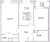 Планировка двухкомнатной квартиры площадью 56.44 кв. м в новостройке ЖК "Рождественский квартал"