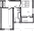 Планировка однокомнатной квартиры площадью 49.47 кв. м в новостройке ЖК "Новая история"