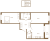 Планировка двухкомнатной квартиры площадью 65.01 кв. м в новостройке ЖК "Новая история"