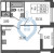 Планировка однокомнатной квартиры площадью 32.24 кв. м в новостройке ЖК "Астра Континенталь"