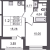 Планировка однокомнатной квартиры площадью 33.09 кв. м в новостройке ЖК "Астра Континенталь"