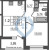 Планировка однокомнатной квартиры площадью 32.54 кв. м в новостройке ЖК "Астра Континенталь"