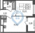 Планировка однокомнатной квартиры площадью 31.54 кв. м в новостройке ЖК "Астра Континенталь"