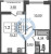Планировка однокомнатной квартиры площадью 33.44 кв. м в новостройке ЖК "Астра Континенталь"