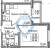 Планировка однокомнатной квартиры площадью 32.44 кв. м в новостройке ЖК "Квартал Заречье"