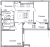 Планировка двухкомнатной квартиры площадью 59.68 кв. м в новостройке ЖК "Квартал Заречье"