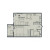 Планировка однокомнатной квартиры площадью 39.44 кв. м в новостройке ЖК "Эдельвейс"