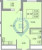 Планировка однокомнатной квартиры площадью 33.68 кв. м в новостройке ЖК "Стороны света-2"