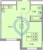 Планировка однокомнатной квартиры площадью 32.68 кв. м в новостройке ЖК "Стороны света-2"