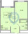 Планировка однокомнатной квартиры площадью 32.06 кв. м в новостройке ЖК "Стороны света-2"