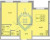 Планировка двухкомнатной квартиры площадью 50.37 кв. м в новостройке ЖК "Стороны света-2"