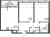 Планировка двухкомнатной квартиры площадью 66.01 кв. м в новостройке ЖК "Искра Сити"