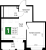 Планировка однокомнатной квартиры площадью 35.57 кв. м в новостройке ЖК "Имена"