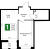Планировка однокомнатной квартиры площадью 40.58 кв. м в новостройке ЖК "Имена"
