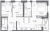 Планировка трехкомнатной квартиры площадью 75.62 кв. м в новостройке ЖК "Сезоны"