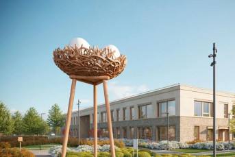 В Новоселье построили детсад с инсталляцией гнезда во дворе